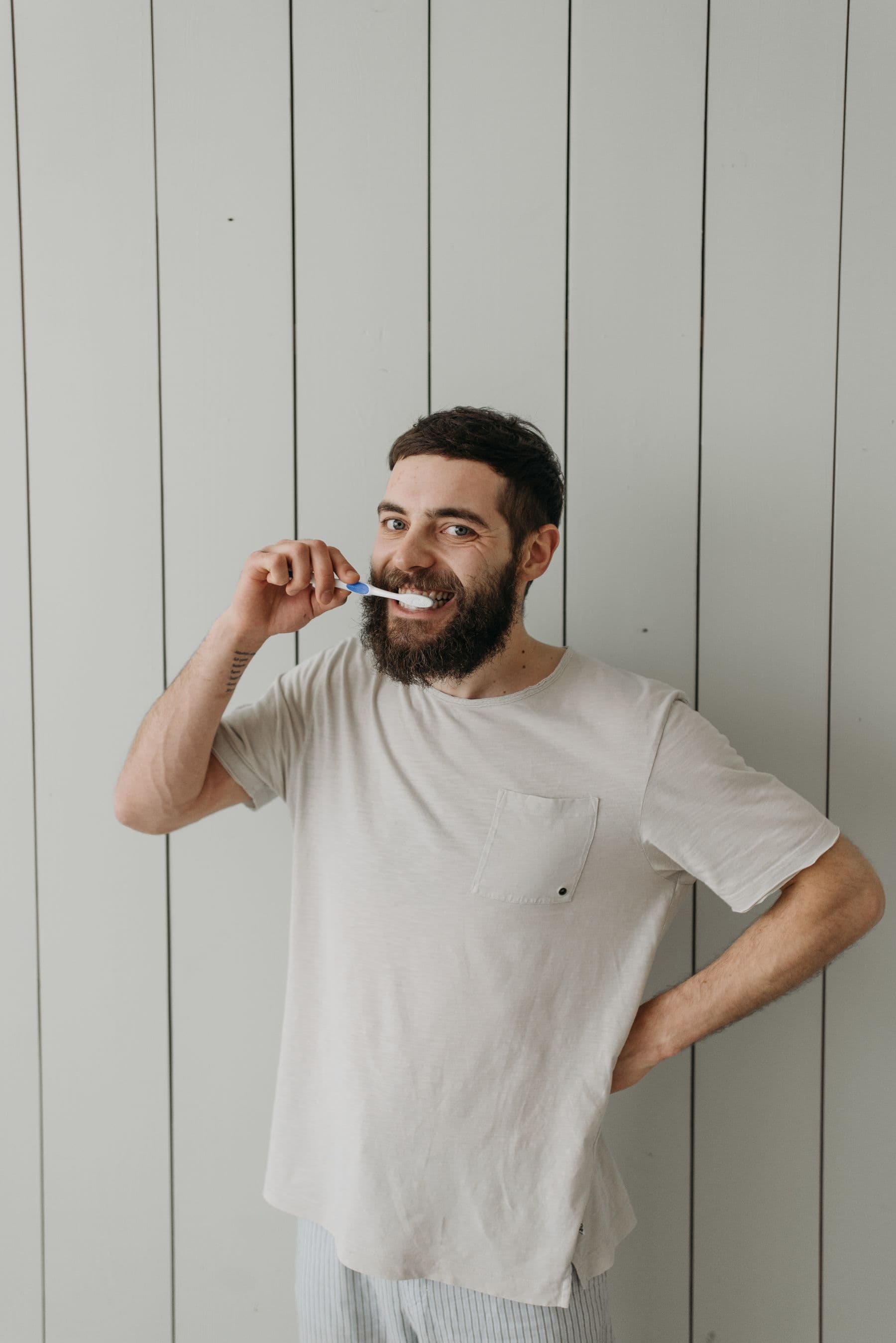 A man brushing his teeth